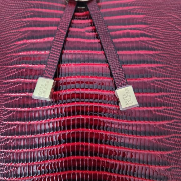 Estee Lauder Red faux Croc Embossed travel bag case NWOT - Picture 7 of 11
